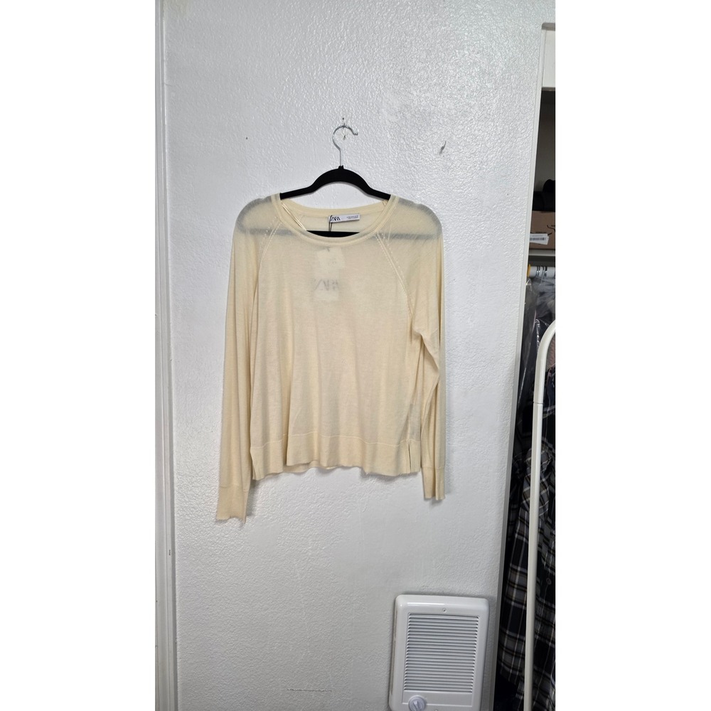 Zara Knit Sweater Womens Size Medium Cream New With Tags